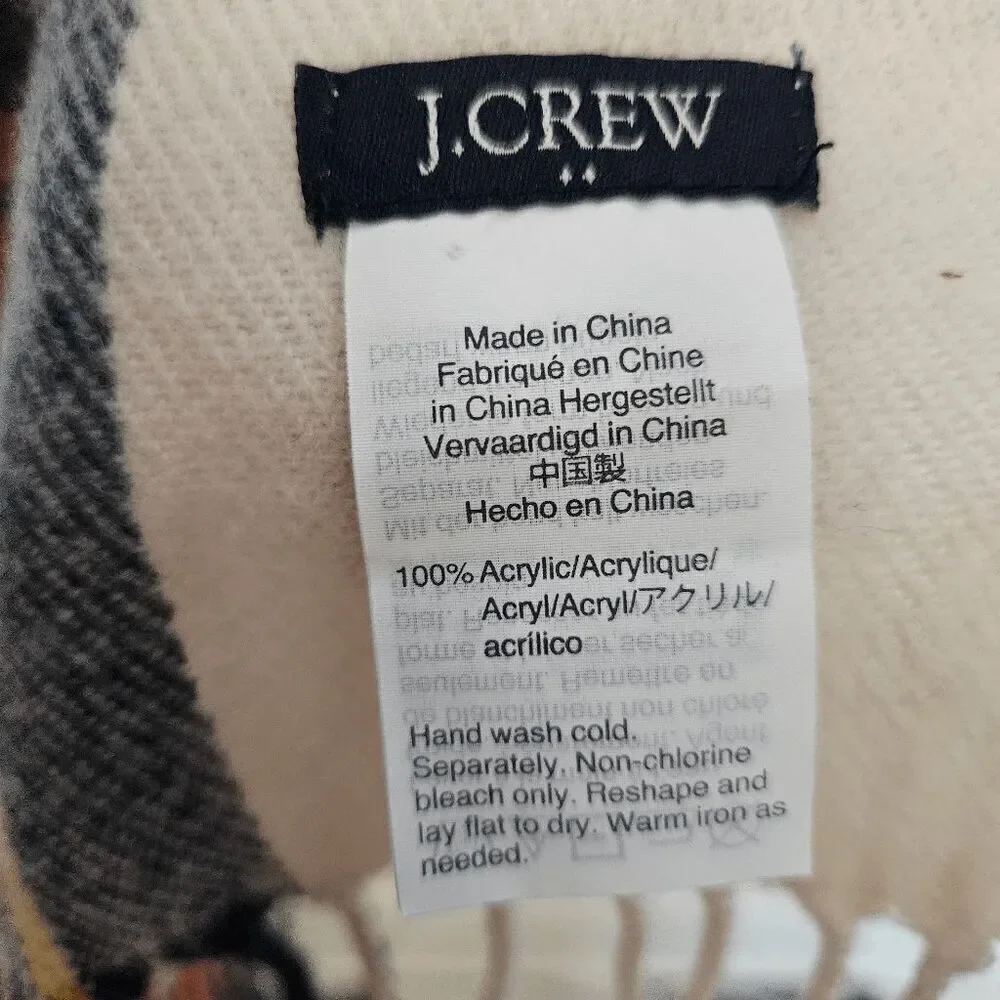 J. Crew Classic Plaid Wrap Blanket Scarf H2853 Women's Multicolor One Size